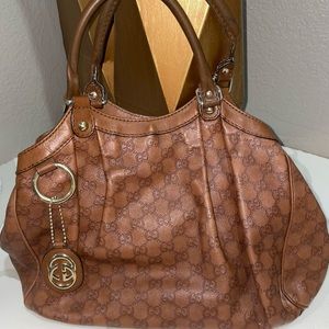 Gucci Authentic Bag Guccissima Large Sukey Leather Tote Cognac